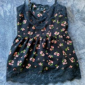 Black and Pink Spaghetti Strap floral shirt